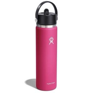 Hydro Flask 24oz Wide Mouth Bottle with Flex Straw Cap Zinnia Pink Brand New $30